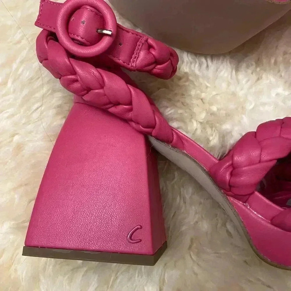 NEW Sam Edelman Circus Pink Mable Braided Block Heel Sandals - Picture 4 of 5